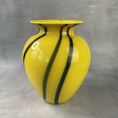 Vase verre soufflé - main, jaune