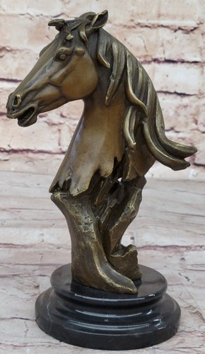 Vintage bronze buste cheval - vintage,