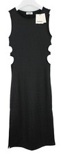 Robe Magda Sandro Femme (UE) 34 Découpée Midi À Motifs Fendue Noire