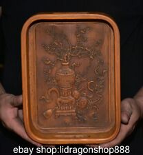 10.8" Antique Chinese Dynasty Barbarian Fig Wood Vase Palette