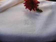 ANCIENNE NAPPE DAMASSÉ LIN X