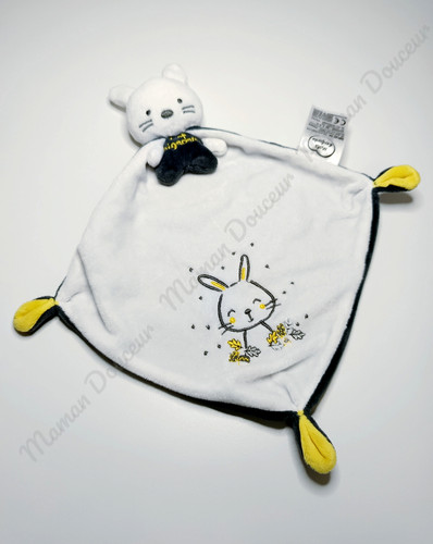Doudou plat lapin cape - doudou, blanc