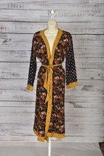 Tennis S.A Black Floral Bathrobe / Kimmono Size L {EX+}