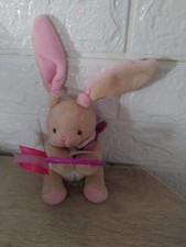 Rare DOUDOU ET COMPAGNIE Joli Doudou Rattle Teether Stuffed Plush Bunny Rabbit