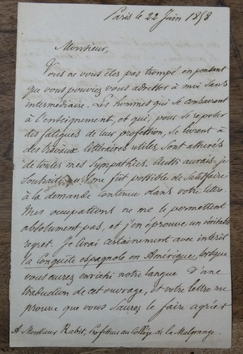 Lettre autographe adolphe - lettre,