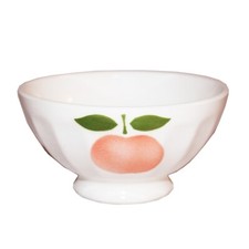 Antique Small Faceted Earthenware Bowl Apple Decoration Diameter 11.2cm