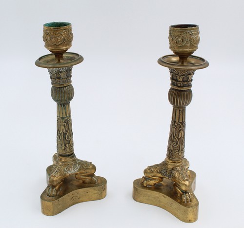 Paire bougeoirs empire - bougeoirs,