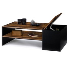 Table basse bar contemporaine rectangulaire IZIA avec coffre bois effet vieilli 