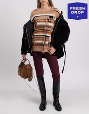 RRP€527 MAISON FLANEUR Jumper IT40 US4 S Alpaca & Wool Blend Striped Fringe