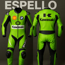 Kawasaki BMW Leather Racing Suit – Moto Track Gear Light GreenCowHide Leather