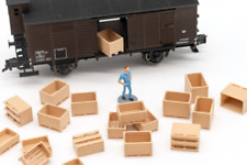 20 caisses bois palox H0 1:87 HO Diorama Train Marchandise Modellbahn LVM