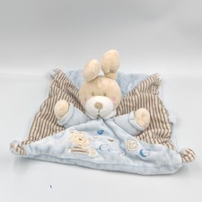 Doudou plat lapin rayé bleu