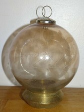 Large Antique Glass Christmas Forgiveness Ball Engraved Flower or Ear Decor 