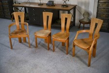 Set of 2 Solid Beech Chairs and 2 Armchairs by Ateliers Seltz