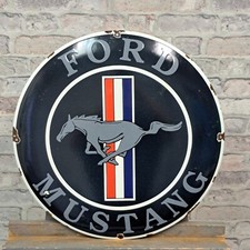 Plaque émaillée FORD MUSTANG Ø 19,7" (50cm) rétro vintage panneau publicitair...