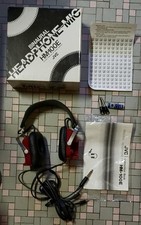 JVC HM-100E Binaural Recording Mic Microphone Stereo Headphones Red Vintage