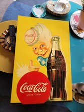 RARE PLAQUE BOIS VERNIS VINTAGE COCA COLA BABY SPRITE 59,5 cm X 40 cm magnifique