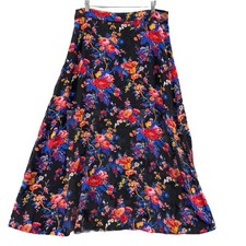Souleiado AIMEE "Les Jardins de Saint Rémy" Skirt Size 44 Black Floral 100% Silk