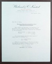 1962 Whitbread & Co Bottling Department Chiswell St London Letter re Pale Ale