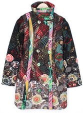 Manteau En Laine Noir DESIGUAL Natalia Pour Femmes EU38 Mi-Long Brodé Double