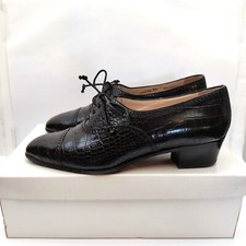chaussure escarpin femme 36  BALLY Italie noire cuir talon bottier lacets TBE