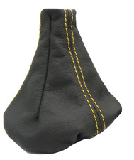 GENUINE ANTHRACITE LEATHER YELLOW STITCHING GEARBOX HEADSET FOR FIAT PANDA 169 2003-2012