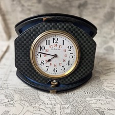 Réveil Suisse Ancien De Voyage Montre 8 Jours Dans Un Ecrin en Cuir 1920