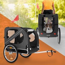 Remorque 2in1 de vélo et chien pliable noir chariot à réflecteurs/drapeau 40 kg