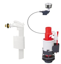 Chasse d'eau double poussoir à câble + robinet flotteur servo-valve - Wirquin