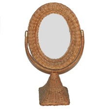 Vintage Psyche Rattan / Wicker Table Mirror
