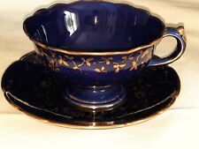 2 tasses déjeuner  Bleu cobalt grands formats signées