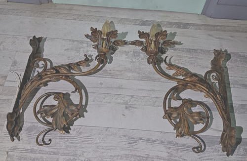 Old large pair - of, acanthus