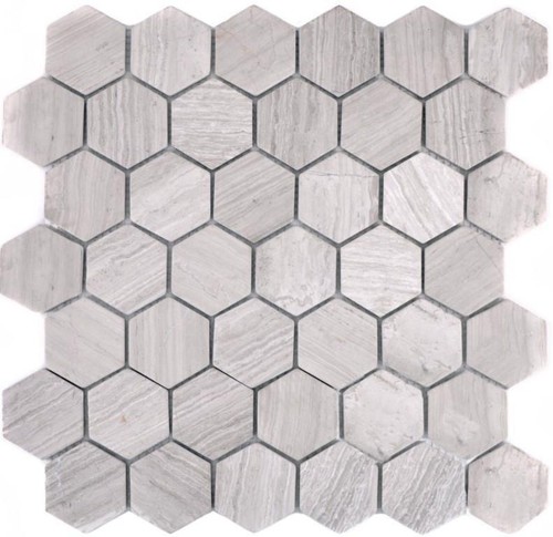 Marmormosaik naturel hexagone - marmormosaik,