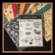 Stampin' Up! GEARED UP GARAGE Stamps, GARAGE GEARS Dies & DSP.  #379