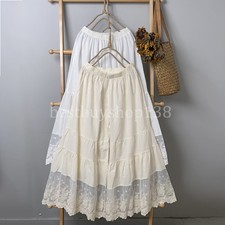 Cotton Pettipants Culotte Slip Capri Pants Lace Hem Bloomers Wide Leg Trousers