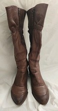 Vintage Neosens Boots Sz 9 Tall Brown Plum Leather Knee High Riding Western 