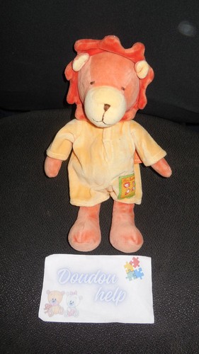 Doudou peluche lion - lion, salopette