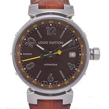 with paper LOUIS VUITTON Tambour GMT Q1130 Date Automatic Men's Watch G#142290