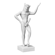Satyre Faunus Faun Phallus nu mâle grec fait main statue sculpture 12,6 po