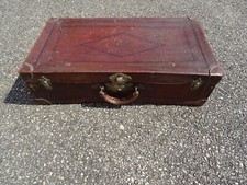 Ancienne Grande Valise en Cuir Retour d'Indochine Cochinchine Début XXème