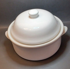 White Covered Casserole 6.5" Tall 9.5" Diameter