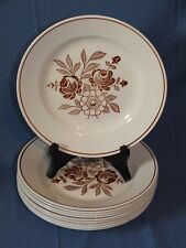 10 assiettes plates vintage - Roses brunes