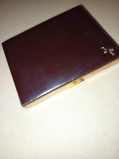 Ancien étui à cigarettes en cuir véritable et métal doré 