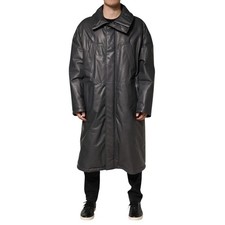 Veste Dolce & Gabbana En Cuir Noir Avec Col Manteau Trench IT52/US42/XL 8930USD