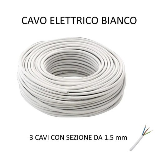 Câble électrique blanc 3x1 - Électrique,