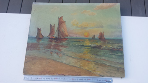 Ancien tableau marine huile - tableau,