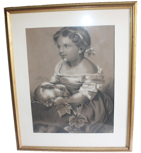 Ancien dessin crayon - , et