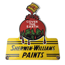 Vintage Sherwin Williams Paints Sign - Gas Oil Pump Porcelain Advertising Sign