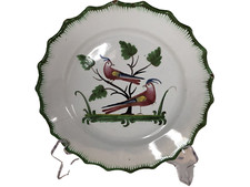 Plate with 2 perched parakeets Les Islettes 19th century