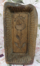 Antique butter mold flowers traces of use wear 19th century 18cmX9cmX6.5cm